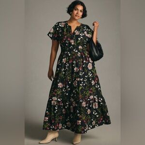 Anthropologie - women’s size L - Somerset tiered maxi dress - black floral